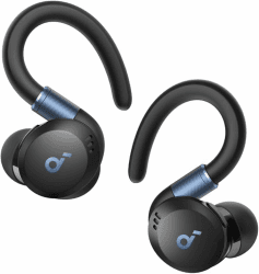 soundcore von Anker Sport X20, kabellose Workout Kopfhörer, drehbare und ausziehbare Ohrhaken, Geräuschunterdrückung, tiefer Bass, IP68 wasserdicht, schweißfest, staubdicht, 48h Play(Generalüberholt)