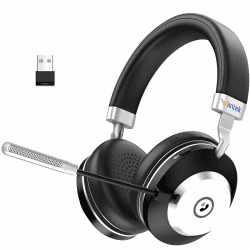 Wantek Kabelloses Headset, Bluetooth Headset mit Mikrofon USB-Dongle, Kabelloses Headset mit Mikrofon, USB-Dongle für PC/Büro/Zoom/Skype/Laptop