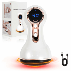 Vibrastone Neuropathie, 3.0 Upgradet Gua-Schockwellen-Gerät, Mini Massagegerät mit 30 Vibration-Heizfunktion Kombination, Schmerzlinderung und Entspannung für Hände, Nacken, Rücken, Füße, Weiß