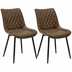 WOLTU Esszimmerstühle 2er Set, Küchenstühle, Wohnzimmerstühle, Polsterstühle mit Rückenlehne, für Esszimmer, Küche, Wohnzimmer, Büro, Sitzfläche aus Kunstleder, Metallbeine, Braun BH210br-2