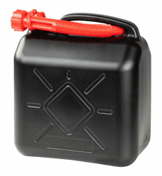 WALSER Benzinkanister 10 Liter, Krafstoffkanister UN-geprüft mit Ausgießer, Reservekanister mit Sicherheitsverschluss, Diesel-Kanister schwarz/rot