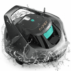 AIPER Poolroboter, Poolsauger Akku Kabellos hält 90 Minuten, LED-Anzeigeleuchten, Automatisches Parken, Perfekt für Oberirdische/Unterirdische Flache Pools bis zu 80 m²
