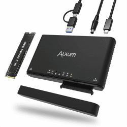 Alxum M.2 NVME Gehäuse und SATA USB Adapter mit Offline Klon,USB 3.2 Typ C 10Gbps M.2 to SATA Festplatten Adapter Konverter Unterstützt sowohl für M.2 PCIe/Nvme SSDs und AHCI SATA SSDs & HDDs.