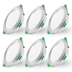 LED Einbaustrahler Dimmbar 230V Slim Flach, 5W 400 Lumen Warmweiß Neutralweiß Kaltweiß Einbauleuchten 30mm Einbautiefe, IP44 Spritzwasser Geschützt Deckenspots für Badezimmer, Wohnzimmer, 6er Set