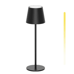 K-Bright LED Dimmbare Akku Tischlampe Kabellose, Wiederaufladbar 3000K/4000K/6000K Drei Farbtemperaturen Tischleuchte mit USB-C, IP54 Wasserdichte, Schwarz