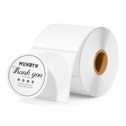 MUNBYN 2" Runde Etiketten Selbstklebend Rolle-Versandetiketten 750 Etiketten Kreis Thermodirekt Etiketten für DIY-Logo-Design QR-Code Namensschild Adressetiketten Haushaltsetiketten Weiß