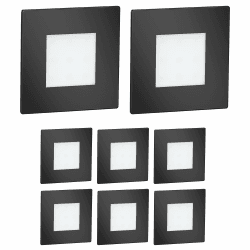 ledscom.de 8 Stück LED Treppenlicht/Wandeinbauleuchte FEX für innen und außen, eckig, schwarz, 85 x 85mm, warmweiß