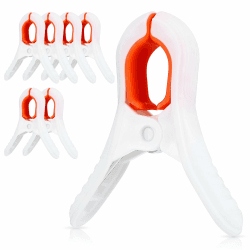 Tyqour 6 Stück Große Klammern Weiß Handtuchklammern für Strandliegen, Größe Starke Towel Clips Winddicht Strandtuch Clips, Handtuchclips für Tägliche Wäsche, Strandtuch, Dicke Kleidung, Bettwäsche