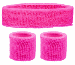 Schweissband und Stirnband Set – Schweißband Neon für 80er Jahre Outfit Damen - Neon Accessoires für Fun Runs Team Building Events Pride Partys Gymnastik Sport Tennis – Stirnband 80er Jahre