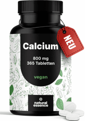 Calcium Tabletten Hochdosiert - 365 Tabletten - 800mg Calcium pro Tag - Calziumtabletten/Calcium Hochdosiert - 180 Tage Vorrat - vegan und produziert in Deutschland