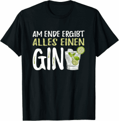 Gin Cocktail Spirituosen Motiv Witz T-Shirt - Unisex - Schwarz - Kurzarm - S - Klassische Passform - Party - Humorvolles GinTonic Design