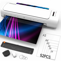 A3 Laminiergerät, 60s Quick Warm-up Laminiermaschine mit 52 Laminierblättern 13-Zoll-Kalt-Heiß-Laminierung 9 in-1 Laminiergerät mit Papierschneider Eckenabrunder für Büro Schule Geschäft Hausgebrauch
