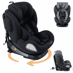 FableKids Kinderautositz mit Isofix | 360° drehbar | Autokindersitz | Autositz | Kindersitz i-Size 40-150cm | 5-Punkt-Sicherheitsgurt | 8-fach einstellbare Kopfstütze ECE R129/03 | Schwarz