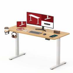 SANODESK Höhenverstellbarer Schreibtisch 110 x 60 cm mit KOMPLETTE TISCHPLATTE Schreibtisch Höhenverstellbar Elektrisch Ergonomischer Steh-Sitz Tisch Computertisch für Heimbüro Homeoffice(ahorn)