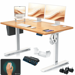 KESSER® Höhenverstellbarer Schreibtisch elektrisch 140cm x 70cm | Ergonomisch Steh-Sitz Schreibtisch | 3-Funktions-Memory Steuerung | Inkl. 360° Rollen & USB-Ladeanschluss Computertisch für Homeoffice