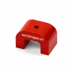Kleiner Roter Alnico Hufeisenmagnet Für Hochtemperatur -, Technik - und Fertigungsanwendungen - 30mm x 20mm x 20mm 4,5mm Loch - 4,5kg Zug