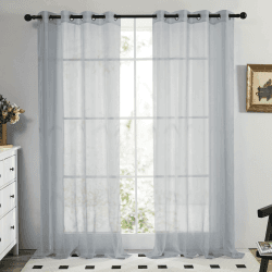 Deconovo 2er Set Gardinen Transparent Ösenvorhang Voile Vorhang 138x140 cm Grau