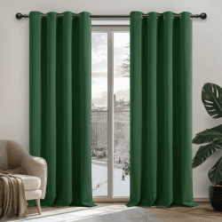 Deconovo Verdunklungsgardine Kälteschutz Blickdicht Vorhang Verdunkelungsvorhang Kinderzimmer, 114x132 cm(HöhexBreite), Waldgrün, 2er Set H114 x B132 cm (2er Pack) Waldgrün