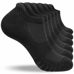 anqier 6 Paar Sneaker Socken Herren 43-46 39-42 35-38 47-50 Baumwolle Kurz Sportsocken Damen Gepolsterte Laufsocken Schwarz Weiß Grau Atmungsaktiv 39-42 6x Schwarz(03)