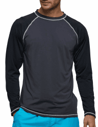 MANLUODANNI Langarmshirt Herren Rash Guard UPF 50+ UV-Schutz-Shirt Lose Stretch Männer Longsleeve zum Schnorcheln Schwimmen Surf Laufen Wandern XXL Schwarz