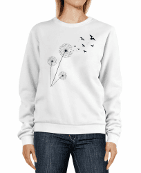 Neverless® Sweatshirt Damen Pusteblume Vögel Dandelion Birds Rundhals-Pullover Pulli Sweater XXL Weiß
