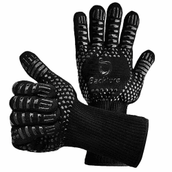 Grillhandschuhe, VDISRR Grillhandschuhe Hitzebeständige bis 800 ° C, rutschfest Ofenhandschuhe Backhandschuhe, Universalgröße, für Grillen, Kochen, Backen
