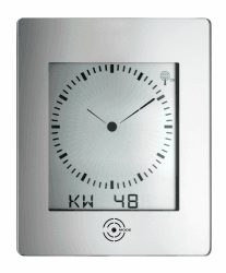 TFA Dostmann Dialog Reflex Digitale Funk-Wanduhr, 60.4507, mit analogem Zifferblatt, Raumklima, mit Sensortasten, silber, (L) 240 x (B) 39 x (H) 285 mm