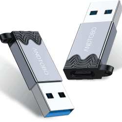 ANDTOBO 【Double-Side 10Gbps】 USB C Buchse auf USB A Stecker Adapter, USB 3.1 auf USB C Buchse Adapter SuperSpeed Data Sync. für Apple MagSafe, Quest Link, USB Auto Ladegerät - 2 Pack