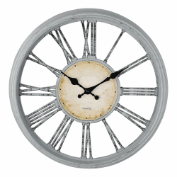 DIYZON Vintage Wanduhr 40 cm im Klassischen Stil, Römischen Ziffern, Moderne Uhr, Batteriebetrieben für Zuhause Geräuschlose, Nicht Tickende Uhren für Wohnzimmer Schlafzimmer Küchenwanduhr (Grau)