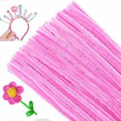 G2PLUS Rosa Pfeifenreiniger 6mm, 100 Stück Pfeifenputzer zum Basteln, Pfeifenputzer für Blumen Pfeifenreiniger, 30cm Chenilledraht für Kinder zum Basteln und Dekorieren