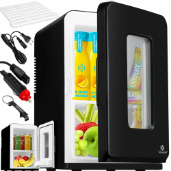 KESSER® 2in1 Mini Kühlschrank Kühlbox 15 Liter Kühl und Heizfunktion Tragbarer AC DC 220-240V/12V Steckdose und Zigarettenanzünder Warmhaltebox Thermobox Auto Büros Zimmer Camping Garten Schwarz