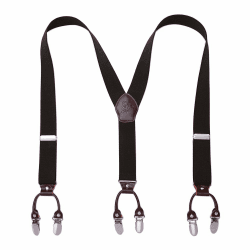 KANGDAI Rindsleder Hosenträger für Herren Breit Y Style 3.5 CM Mit Sehr 6 Starke Metall Clip Durable Elastic Verstellbare Hosenträger Geschenkbox für Herren und Damen Schwarz