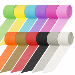 Tanstic 24Pcs 12 Colors Crepe Paper Streamers Rolls, Rainbow Party Streamers for Birthday, Party, Wedding Decorations (1.77 Inch x 82 Ft/Roll)