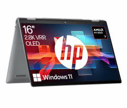 HP Envy x360 2-in1 Laptop | 16” OLED Touchscreen | AMD Ryzen 7 8840HS | 16 GB LPDDR5 RAM | 1TB SSD | AMD Radeon-Grafikeinheit | Windows 11 Home | Copilot+ Key | QWERTZ Tastatur | Silber