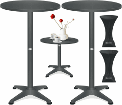 KESSER® 2in1 Stehtisch Bistrotisch 2er Set | Aluminium Edelstahlplatte | höhenverstellbar 70cm / 115cm | Partytisch Tisch Ø 80cm | In- & Outdoor | Empfangstisch | Anthrazit