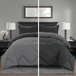 TOPLUXE Bettdecke 200x200, 300gsm Mikrofaser Steppdecke, 4 Jahreszeiten Bettdecke (200x200cm, Grau & Hellgrau)
