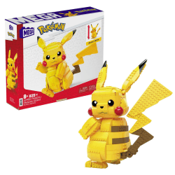MEGA Pokémon Figuren, Jumbo Pikachu Figur zum Zusammenbauen, Höhne: 30cm, bewegliche Beine/Arme/Ohren und Schweif, Pokémon Spielzeug, Spielzeug ab 6 Jahre, FVK81