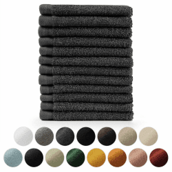 Blumtal Premium Frottier Gästehandtücher Set 12 teilig 100% Baumwolle - Oeko-TEX zertifiziertes Gästehandtuch 12x (30x30 cm) - Ultra saugstarkes Gästetücher Set waschbar °60 - Handtücher Anthrazit