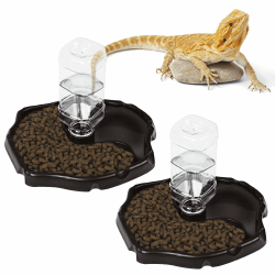 Schildkröten Wasserschale, 2 Stücke Automatisierte Futterspender, Wasser Schüssel, Reptilien Wasserspender, Futterautomat Nassfutter, Terrarium Wasserschale für Schildkröten, Hamster, Eidechse