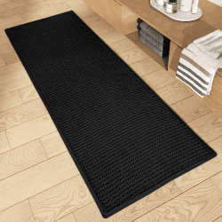 Color G Badteppich rutschfest Waschbar 50 x 120 cm, Weich Chenille Badezimmerteppich Super Saugfähig Badematte rutschfest Maschinenwaschbar Badvorleger für Dusche, Badezimmer, Badewanne - Schwarz