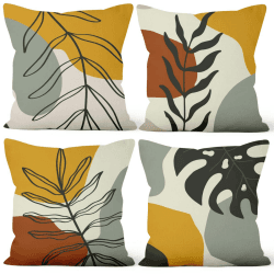 Aoihrraan 41x41cm 4er Set Dekorativ Boho Kissenbezug Palme Blatt Minimalistisch Rustikal Bohemien Zierkissenbezug Quadratische Couchkissen Dekokissen Bauernhaus Sofa Wohnzimmer Draussen Garten Couch