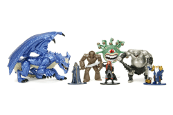 Jada Toys Dungeons and Dragons Figuren Set (Mega Pack mit 7 Sammelfiguren in 3 Größen) - DND Figuren aus Metall ab 12 Jahre (Elf, Human Barbarian, Zwerg, Golem, Oger, Beholder, Drache,), 4-10 cm