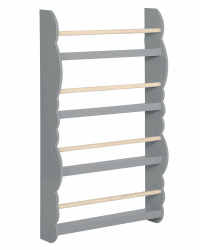 WOLTU Kinder Bücherregal Wandregal, Bücher-Organizer mit 4 Ablagen, Kinderregal für Buchaufbewahrung, aus Kiefernholz E1 MDF, für Kinderzimmer Spielzimmer, Grau