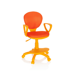 hjh OFFICE 671008 Kinderdrehstuhl Kid Colour Stoff Orange Schreibtischstuhl Kinder, Fußablage & Sitzfläche höhenverstellbar