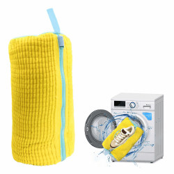 Schuhwaschbeutel Schuh Wäschenetze für Waschmaschine, Wiederverwendbarer Waschen Beutel, Mit Reißverschluss Schuhe Wäschesack, Wäscheschuhbeutel Netzschuhe Wäschesack für Sneaker, 39 * 19cm (Gelb)