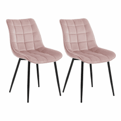WOLTU Esszimmerstühle 2er Set Küchenstuhl Polsterstuhl Wohnzimmerstuhl Sessel mit Rückenlehne, Sitzfläche aus Samt, Metallbeine, Rosa BH142rs-2