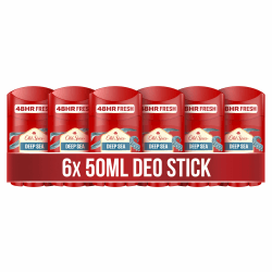Old Spice Deep Sea Deo Stick für Männer, 6x50ml, 48H Frische, langanhaltender Duft in Parfümqualität, 0% Aluminiumsalze, keine Flecken auf Schwarz & Weiss, hergestellt aus 50% recyceltem Plastik