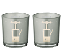 EDZARD 2er-Set Teelichtglas Lift (Höhe 8 cm, ø 7,5 cm) in Grau, Windlicht mit sportlichem Skilift-Motiv