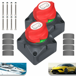 HOISGEAR 2 Stück Batterie Trennschalter, 12V 24V 48V Batterie Hauptschalter 275A Batteriewahlschalter Akku Master Switch Batterie Hauptschalter für Boot Motorrad Yacht Auto KFZ Bus RV UTV-Fahrzeug