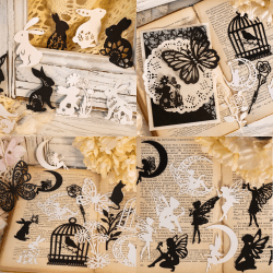 Scrapbooking Spitze Papier 80 Stücke Dekoratives Spitzenpapier Hohle Spitze Spitzenmuster für Scrapbooking, Tagebuch, Planer, Album, Tagebuch, Notizbuch, DIY-Dekoration (Schwarz und Weiß)